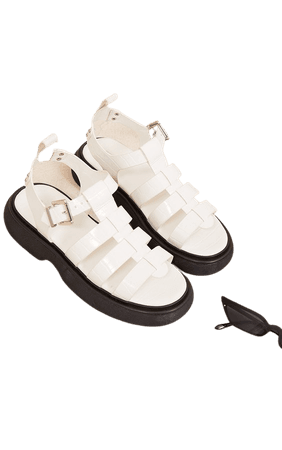 White Pu Croc Gladiator Buckle Chunky Sandals | PrettyLittleThing USA