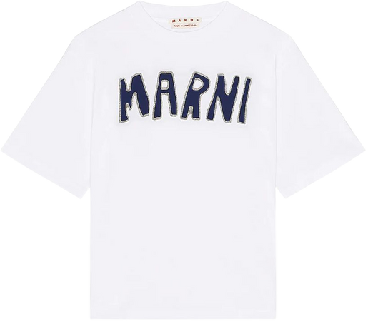 Marni Logo T-Shirt in Lily White | FWRD