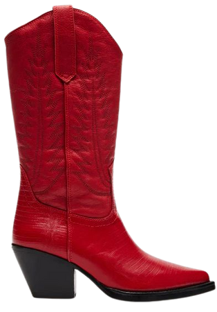 HUNTIN Red Leather Western Cowboy Boot | Women's Boots – Steve Madden