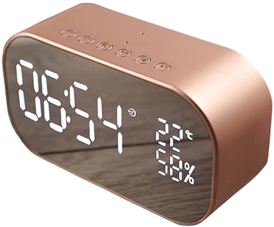 Amazon.com: Per Clock Digital Multifunction Watches Small Table Alarm Clock Charge USB or Batteries Simple Style Modern Car BT Speaker-Rose Gold: Home & Kitchen