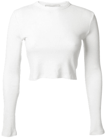 white cropped long sleeve shirt