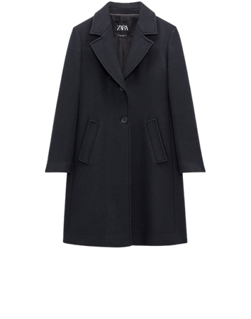 FITTED WOOL BLEND COAT - Navy blue | ZARA United States