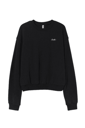 Sweatshirt - Black/Smile - Ladies | H&M US