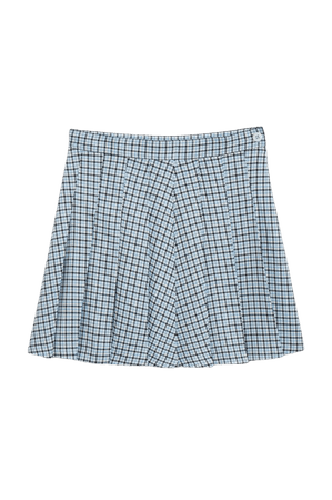 Pleated mini tennis skirt - Light blue houndstooth - Mini skirts - Monki WW