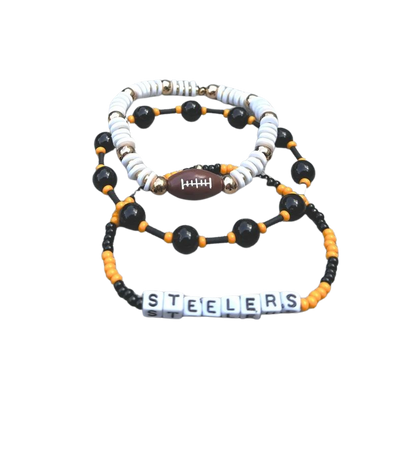 Custom Steelers Beaded Bracelet Set of 3 - Etsy