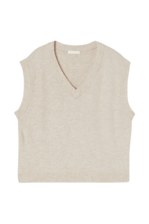 V-neck Sweater Vest - Light beige melange - Ladies | H&M US