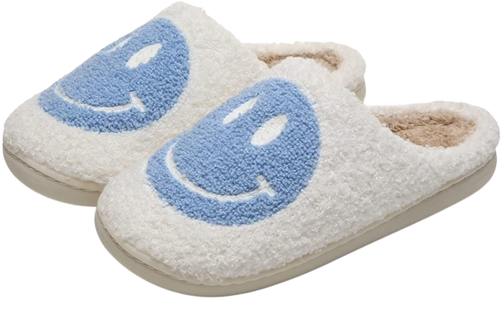 baby blue smiley face slippers