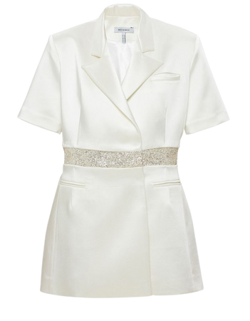 Mach & Mach White Silk Blazer Dress With Glitter Line