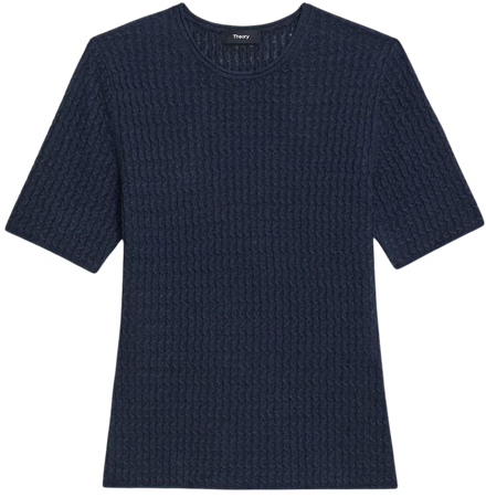 Cable Knit Linen Short-Sleeve Sweater | Theory
