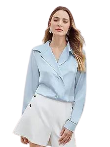 Amazon.com: EVURU Women's Summer Casual Shawl Contrast Seam Blouse (Color : Baby Blue, Size : Large) : Clothing, Shoes & Jewelry