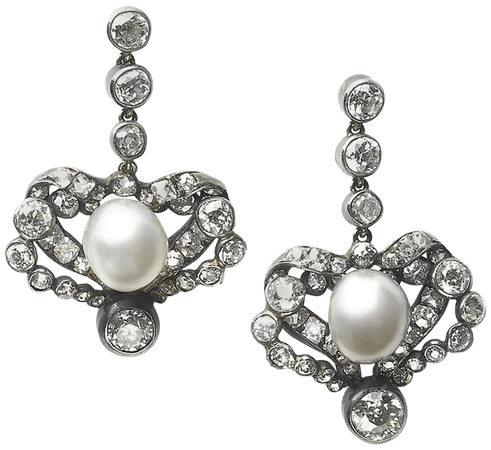 Antique Pearl and Diamond Bracelet and Earrings Suite, circa 1880's For Sale at 1stdibs