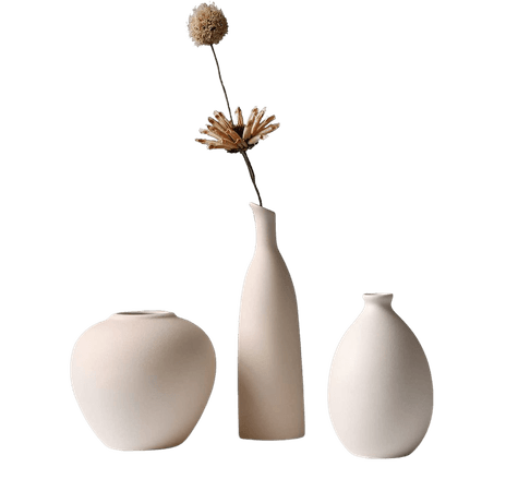 Amazon.com: Abbittar Ceramic Vase Set of 3, Small Flower Vases for Rustic Home Decor, Modern Farmhouse Decor, Living Room Decor, Shelf Decor, Table Decor, Bookshelf, Mantel and Entryway Decor - Beige : Home & Kitchen