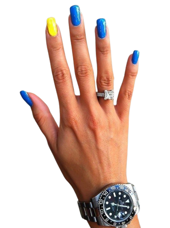 Yellow blue nails