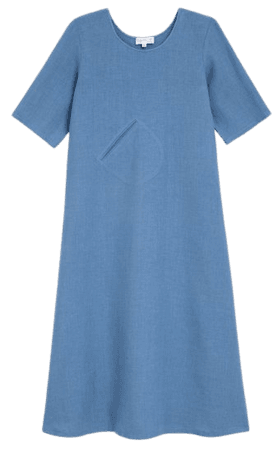 Persian blue linen midi dress