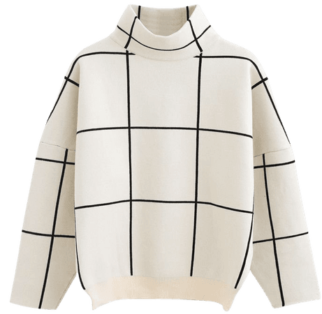 Grid Turtleneck Sweater - Retro, Indie and Unique Fashion