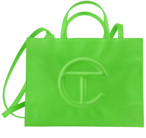 telfar shopping bag in highlighter green