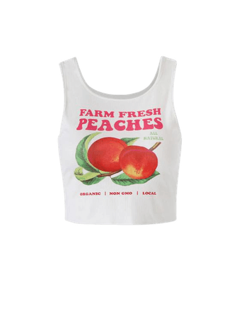 [44% OFF] 2022 Peaches Letter Print Crop Tank Top In WHITE | ZAFUL