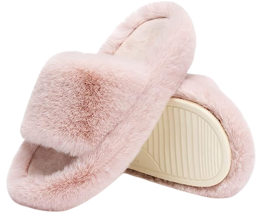 Pink Chantomoo Women's Slippers Memory Foam House Bedroom Slippers for Women Fuzzy Plush Comfy Faux Fur Lined Slide Shoes Anti-Skid Sole Trendy Gift Slippers | Shoes