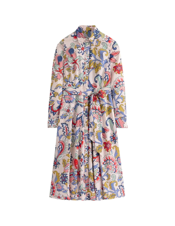 Amy Cotton Midi Shirt Dress - Marshmallow, Botanical Bunch | Boden US