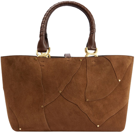 Marcie Small Studded Suede Tote Bag in Brown - Chloe | Mytheresa