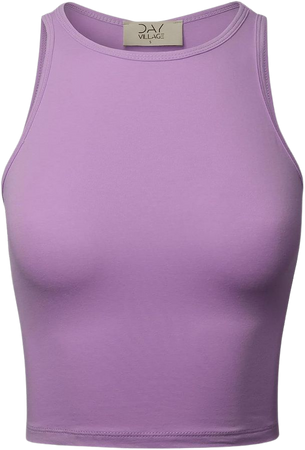 DAY VILLAGE Women's Halter Neck Sleeveless Crop Tank Top Lavender XL at Amazon Women’s Clothing store