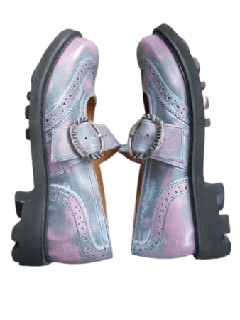 FuN John Fluevog 7th Heaven Shoes Mary Janes purple irridencent sz 8W 8 W | eBay