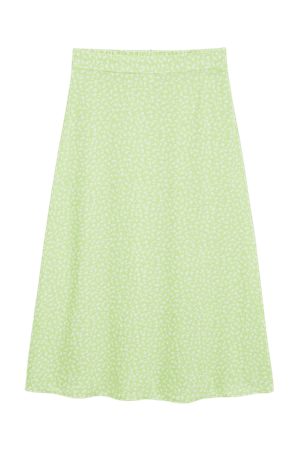 Green lightweight midi skirt - Green floral - Monki WW