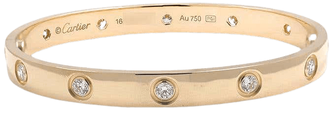 Cartier 'Love' Yellow Gold 10-Diamond Bracelet