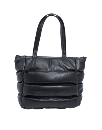 ASOS DESIGN puffed quilted tote bag in black | ASOS