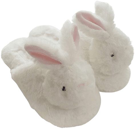 Amazon.com | Millffy hot Winter New Plush Animal Head Unicorn Slippers Cute Plush Rabbit Indoor Home Slippers (5/6, White Rabbit) | Slippers