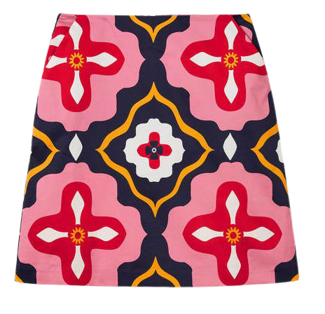 Printed A-line Mini Skirt - French Navy, Moroccan Diamond | Boden US