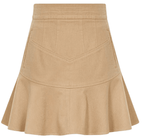 Luna Camel Mini Skirt With Frill Hemline – REISS