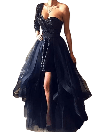 Amazon.com: DingDingMail Prom Dress Black Sequined Short Prom Dresses with Detachable Skirt 2020 Long Sleeves Evening Dresses Party Gowns: Clothing