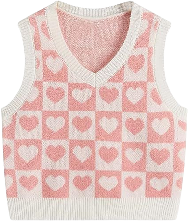 Amazon.com: Floerns Girls Heart Print Sleeveless Sweater Vest V Neck Knitwear Tank Top : Clothing, Shoes & Jewelry