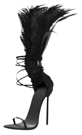black feather heels