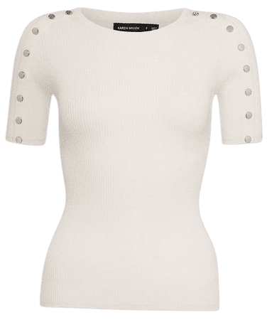 Rivet Sleeve Knitted Top | Karen Millen