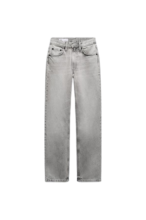 TRF STRAIGHT LEG JEANS WITH A HIGH WAIST - Light gray | ZARA United States