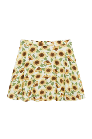 Flowy mini skirt - Sunflower print - Mini skirts - Monki WW