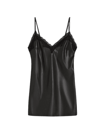 Faux leather strappy cami dress - Dresses - Woman | Bershka