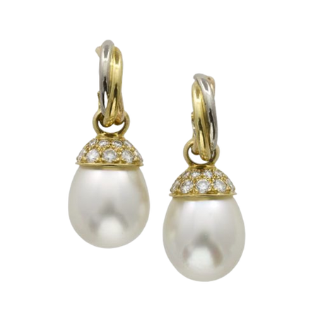 A pair of Cartier trinity drop pearl and diamond earrings - Bentley & Skinner (Bond Street Jewellers)