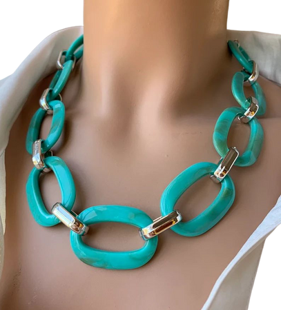 3-in-1 Convertible Necklace Turquoise Link Necklace Chunky - Etsy
