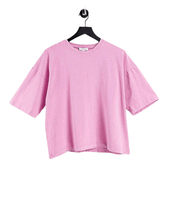 Topshop oversized acid wash t-shirt in pink | ASOS