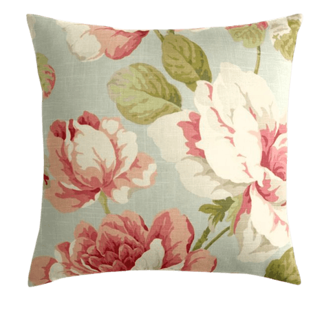 Aqua & Pink Rose Pillow | Loom Decor