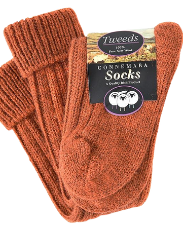 Socks, Unisex, Orange, Long, 100% Wool | Irish Inspiration