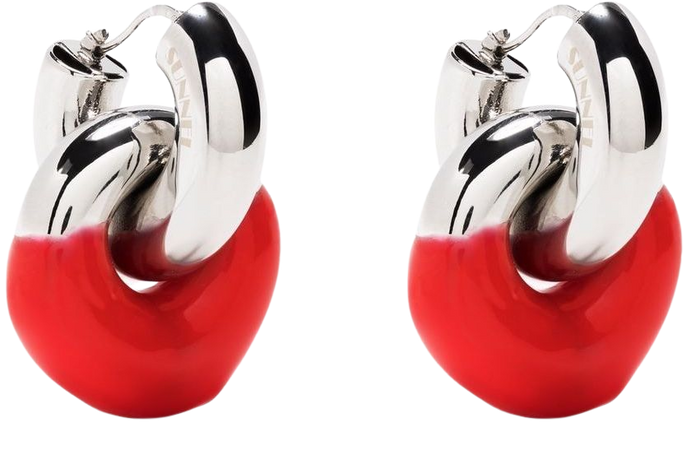 Sunnei rubberized hoop earrings silver & red DE01 - Farfetch