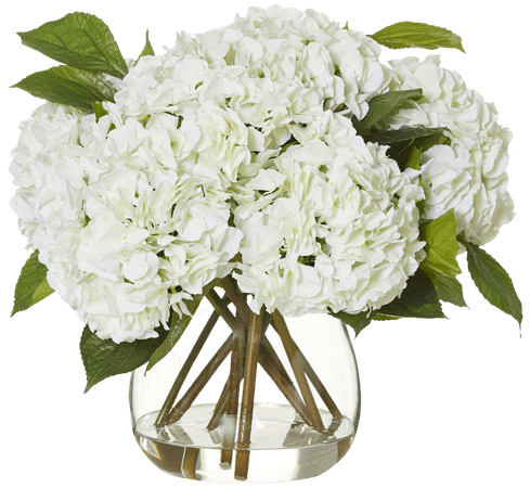 Artificial Hydrangea in Garden Vase, White Flower
