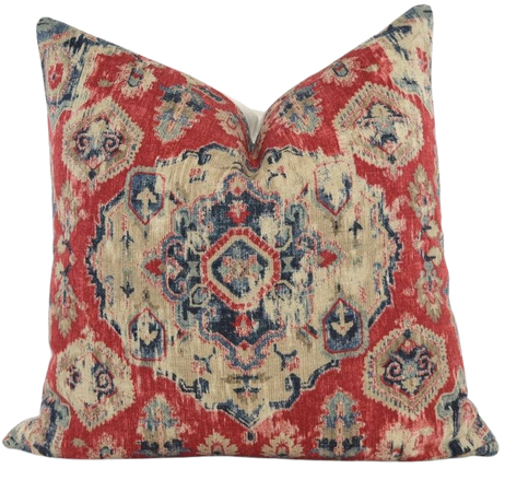 Boho Red Throw Pillow Cover Red & Blue Tribal Pattern Throw | Etsy