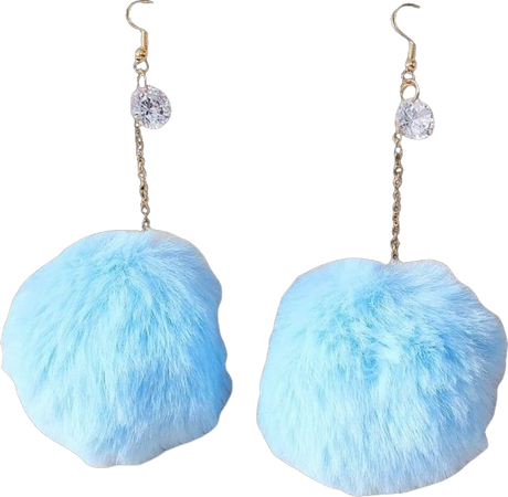blue pompom earrings