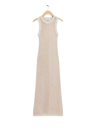 Herringbone Crocheted Maxi Dress - Light Beige - Maxi dresses - & Other Stories US