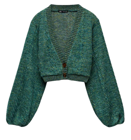 Zara cropped knit cardigan green